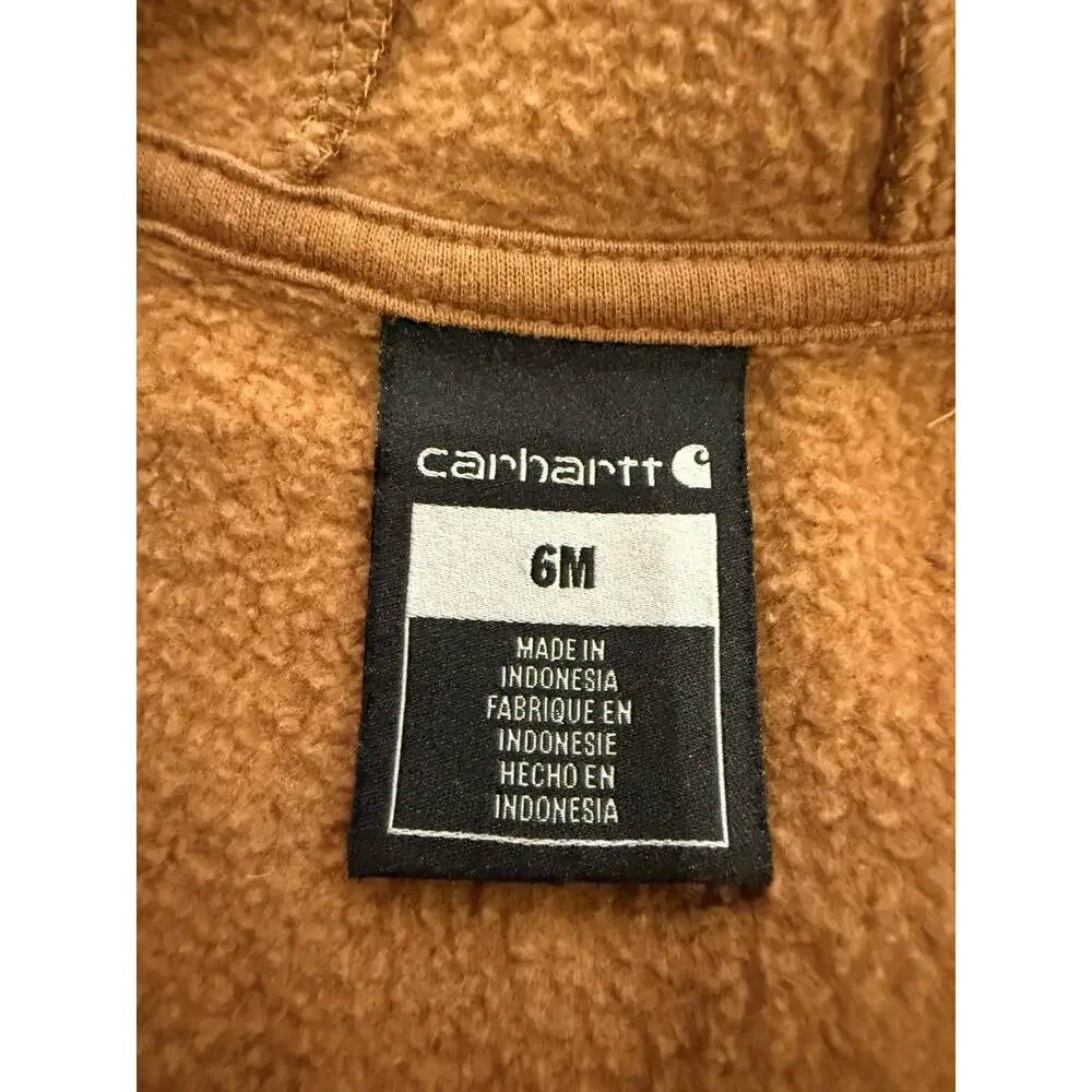 Carhartt Baby Unisex Brown Fleece Hooded Full Zip Coverall Jumpsuit Size 6M